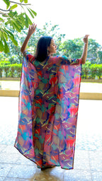 Noroke Sustainable fabric | Bemberg Abstract Printed Shirt Style Kaftan | Grocsy