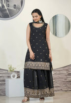 Yash Enterprise Awasome Embroidery Georgette Black Readymade Salwar Suit | Grocsy