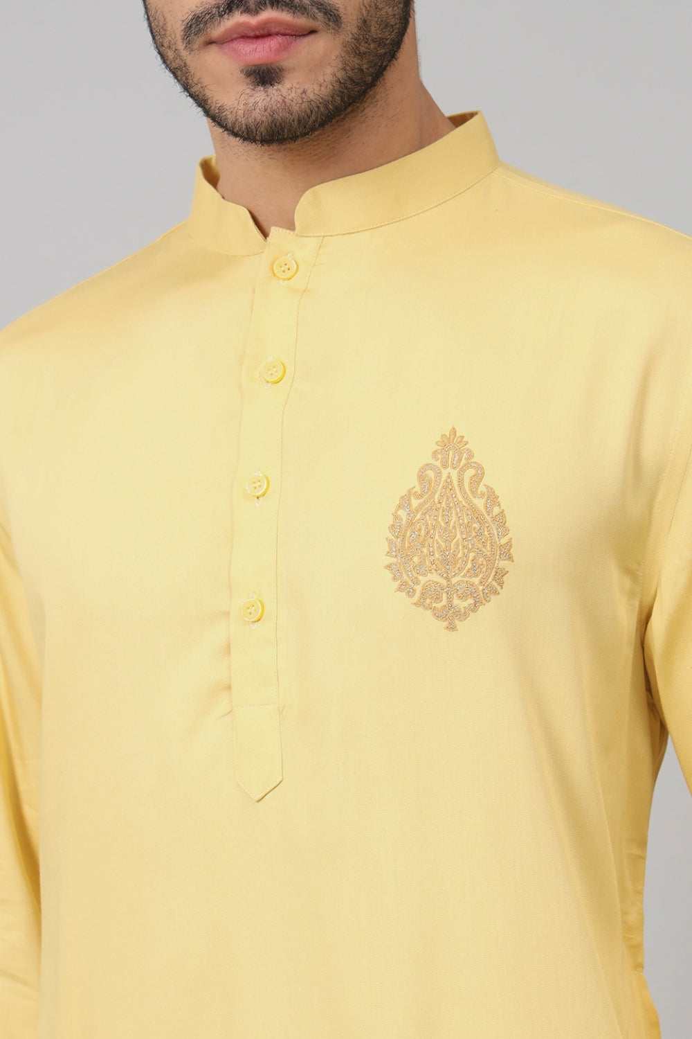 Paisley Embroidered Cotton Kurta by Hilo Design | Grocsy
