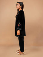 trueBrowns Black Velvet Embroidered Co-ord Set | Grocsy
