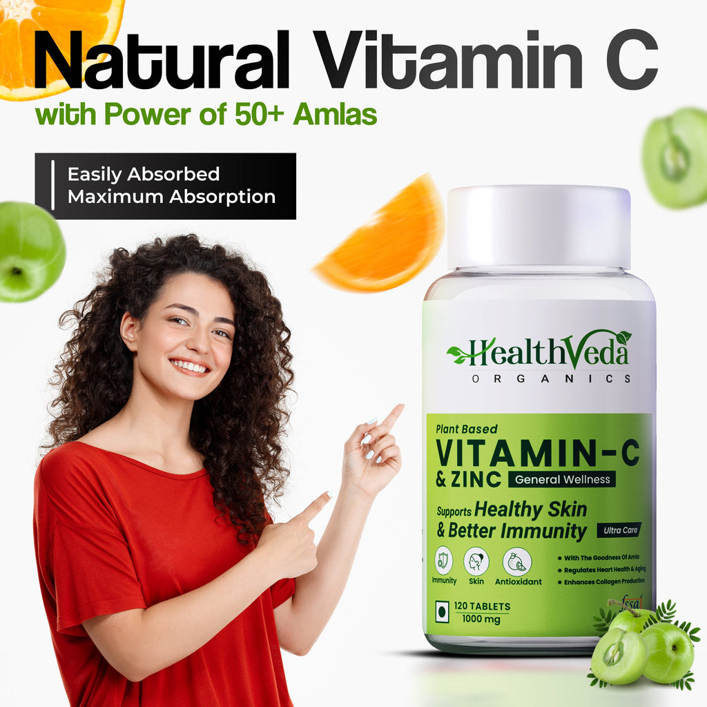 Health Veda Organics Natural Vitamin C Tablets For Skin & Health | Grocsy