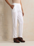 trueBrowns White Woollen Pants | Grocsy