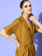 InWeave Women's Camel Brown Cream Naroow Pant Coord Set | Grocsy