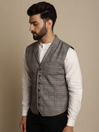 Even Apparels Men's Brown Waistcoat with Notched Lapel | Grocsy