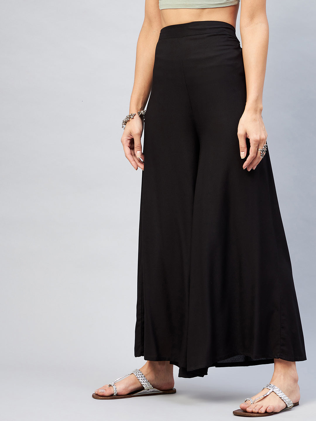 InWeave Solid Black Palazzo | Grocsy