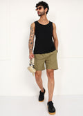 Fabmade Olive Ease Linen Shorts | Grocsy