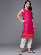 Ahalyaa Women Pink Geometric Printed Kurta | Grocsy