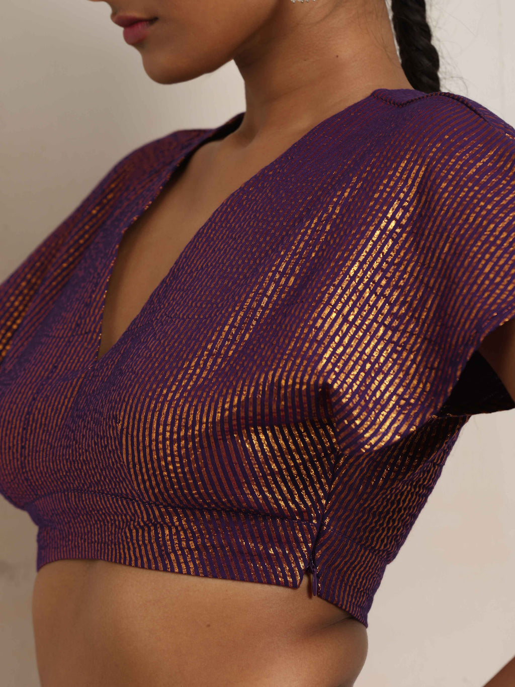 trueBrowns Purple Gold Metallic Blouse | Grocsy