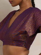 trueBrowns Purple Gold Metallic Blouse | Grocsy