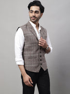 Even Apparels Men's Brown Pure Wool Nehru Jacket | Grocsy
