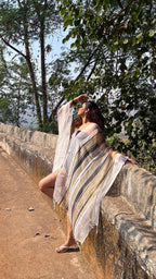 Noroke Silk Fabric Striped Silk Beachwear Cover Up | Grocsy