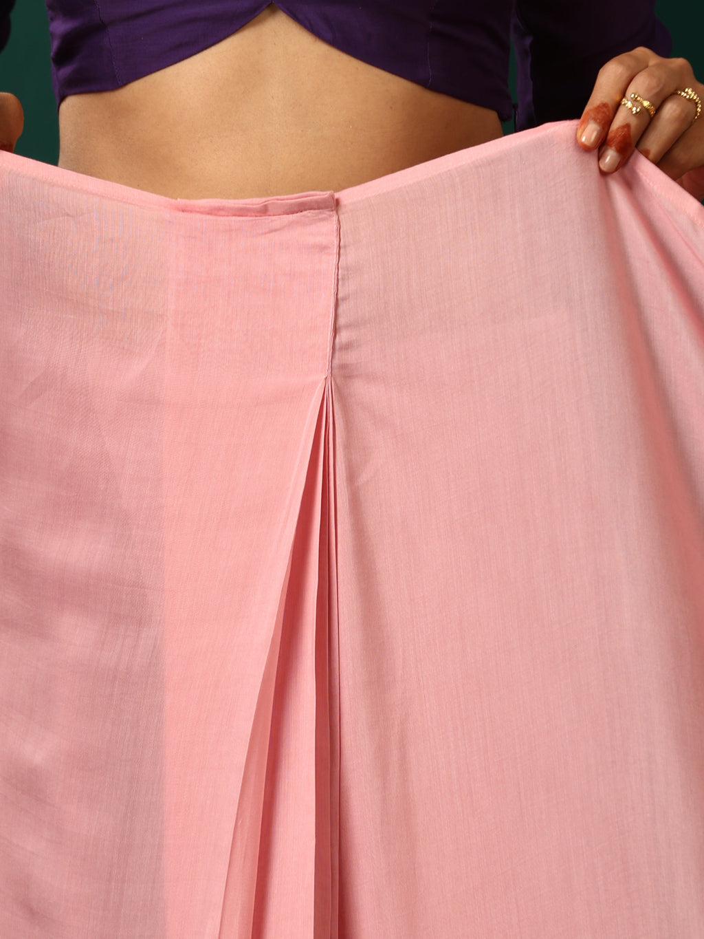 trueBrowns Pink Purple Muslin Silk Ready to Wear Saree | Grocsy