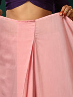 trueBrowns Pink Purple Muslin Silk Ready to Wear Saree | Grocsy
