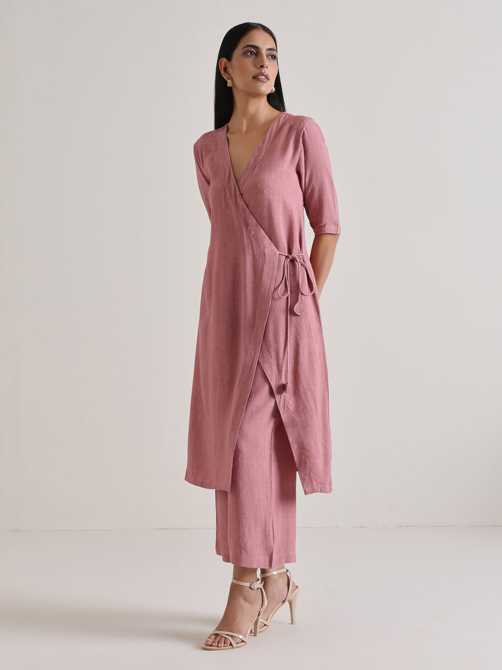 trueBrowns Mauve Angrakha Kurta Set | Grocsy