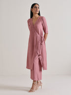 trueBrowns Mauve Angrakha Kurta Set | Grocsy