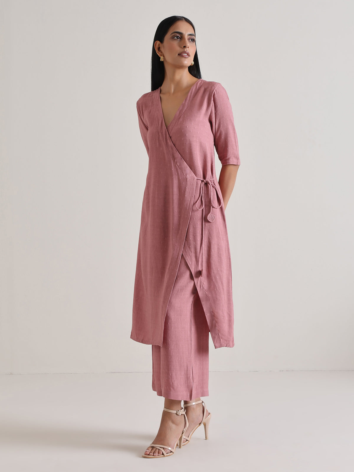 trueBrowns Mauve Angrakha Kurta Set | Grocsy