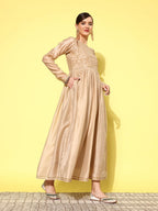 Ahalyaa Floral Embroidered A-Line Maxi Dress | Grocsy