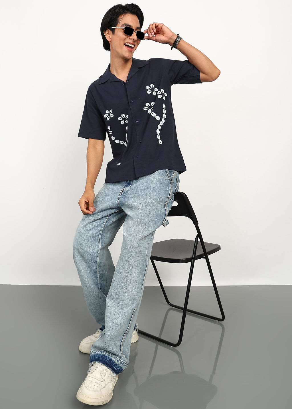 Fabmade Midnight Bloom Linen Shirt | Grocsy