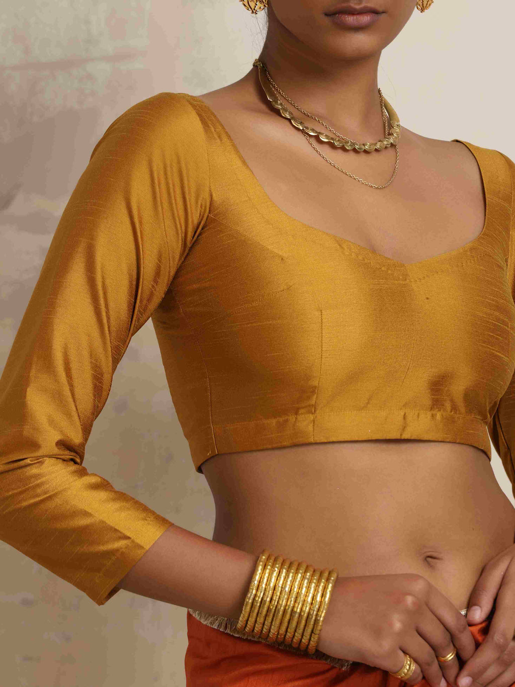 trueBrowns Gold Silk Blouse | Grocsy