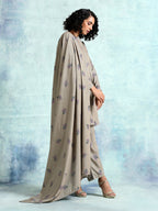trueBrowns Sage Printed Velvet Shawl | Grocsy