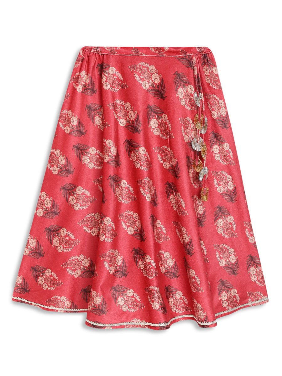 Ahalyaa Girls Floral Printed Velvet Ready to Wear Kids Lehenga Choli | Grocsy