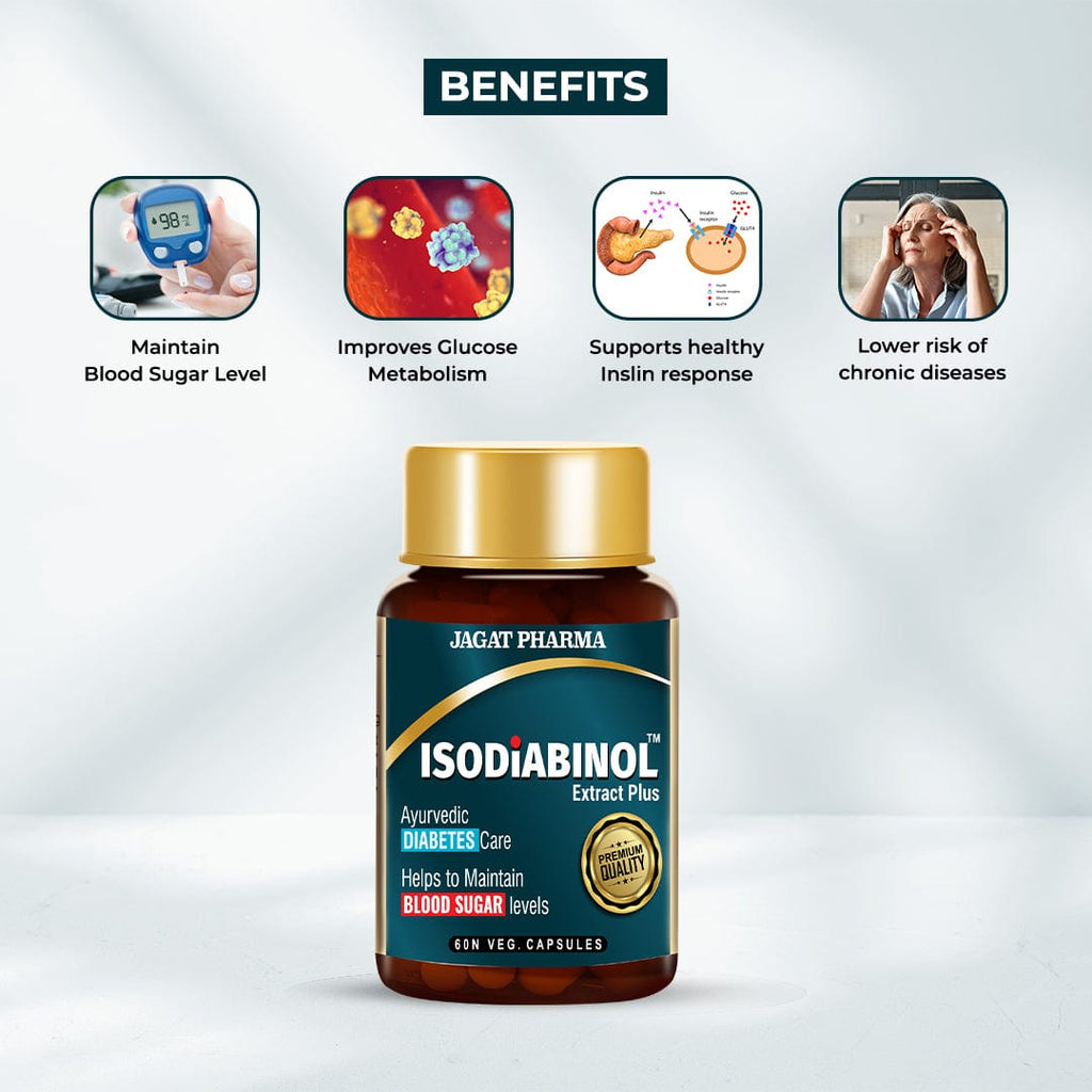 Jagat Pharma ISODIABINOL Capsules 100% Ayurvedic Diabetes Care 60 Caps | Grocsy