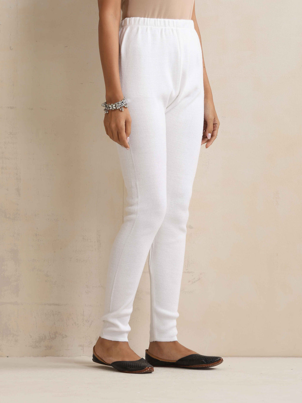 trueBrowns White Woollen Leggings | Grocsy