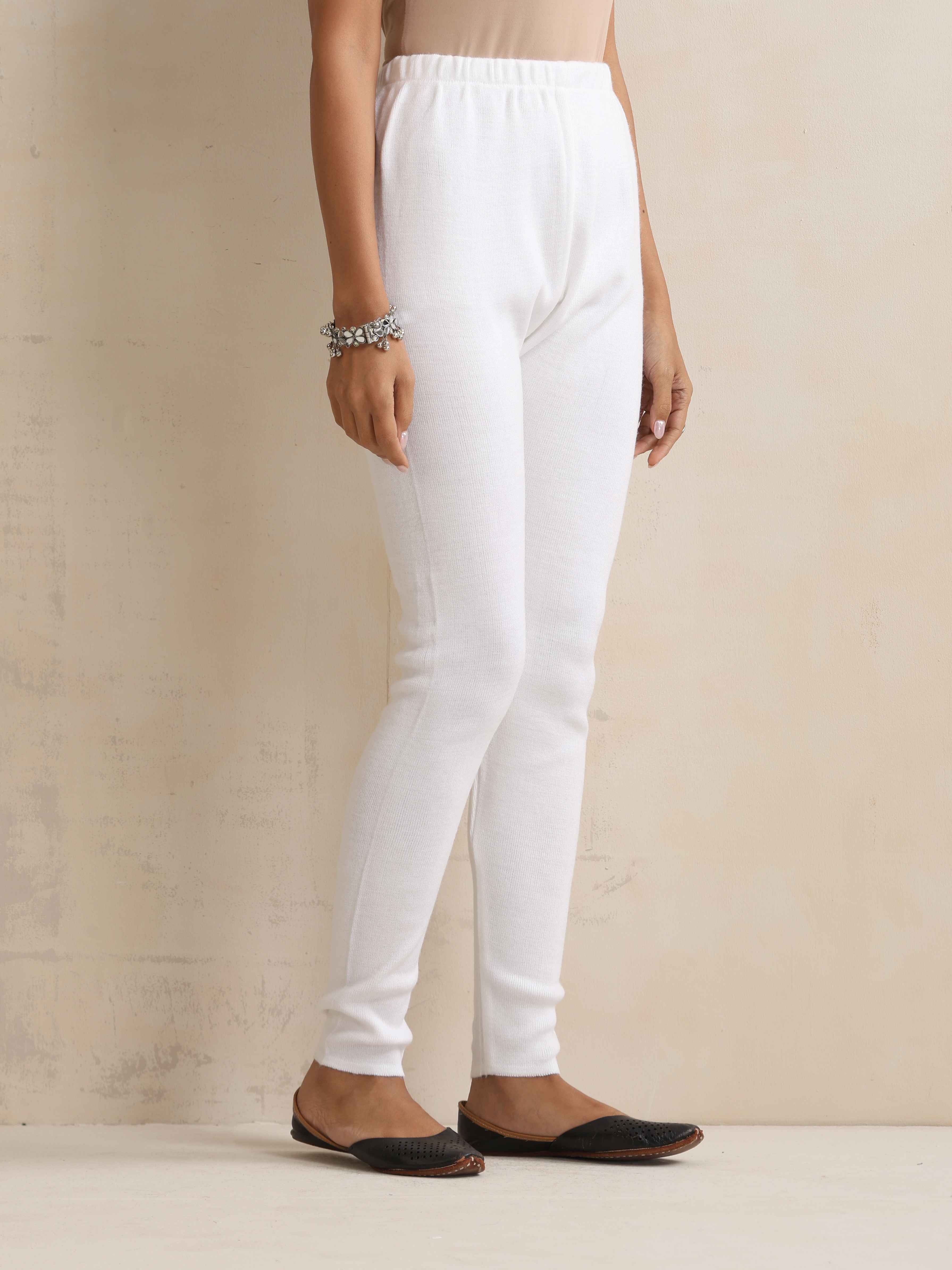 trueBrowns White Woollen Leggings | Grocsy