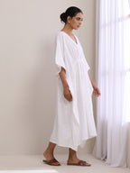 trueBrowns White Dobby Kaftan Dress | Grocsy