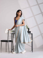 trueBrowns Grey Muslin Silk Saree | Grocsy