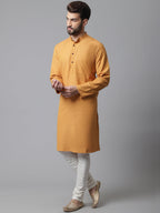 Even Apparels Yellow Solid Kurta With Band Collar | Grocsy