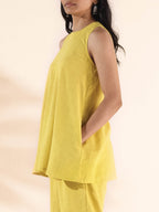 trueBrowns Lime Cotton Sleeveless Co-ord Set | Grocsy