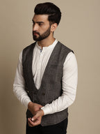 Even Apparels Men's Brown Double Breast Waistcoat | Grocsy