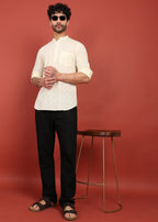 Fabmade Ivory Bloom Embroidered Short Kurta | Grocsy
