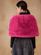 InWeave Women's Light Pink Long Faux Fur Cape | Grocsy