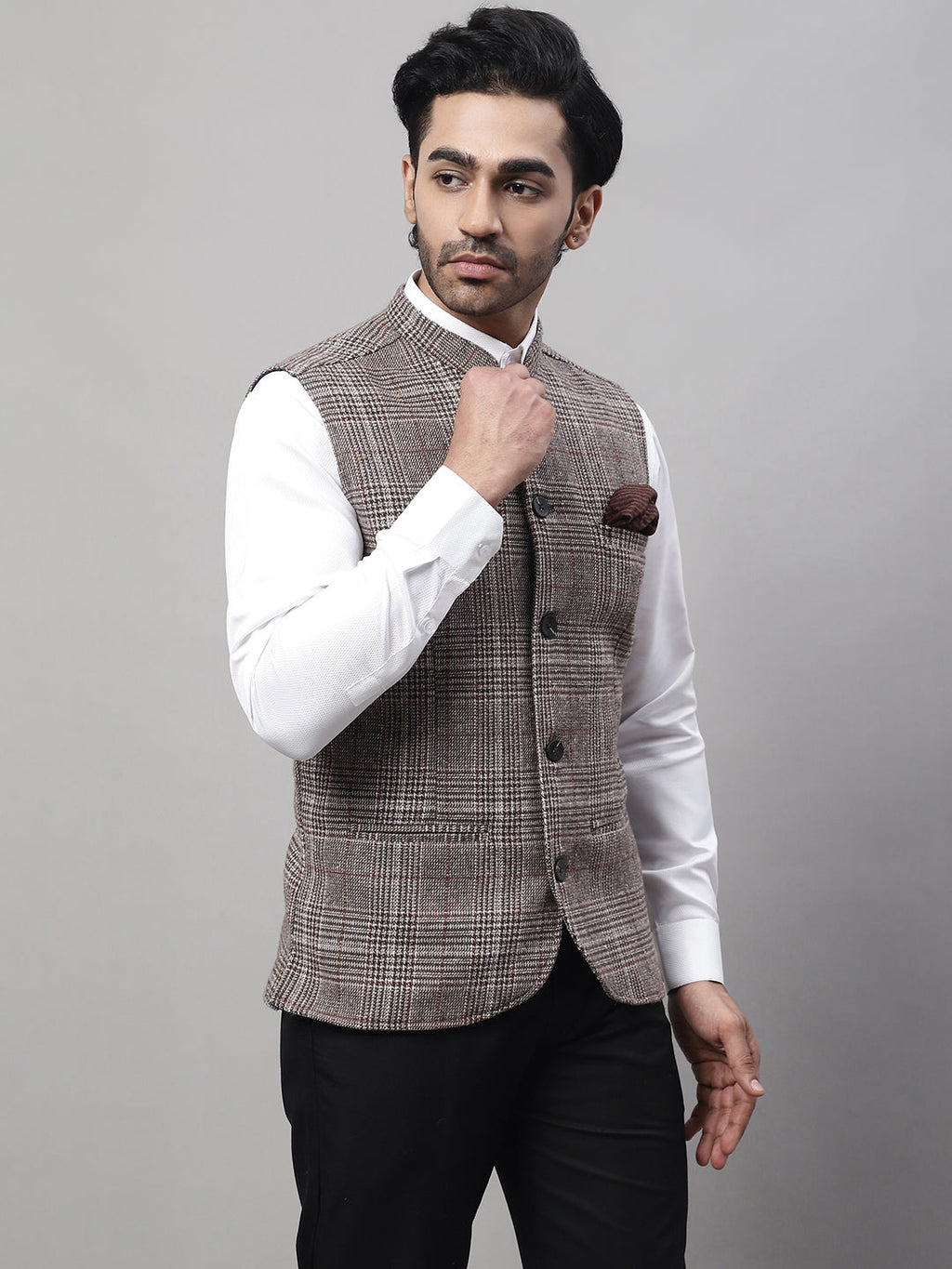 Even Apparels Men's Beige Pure Wool Nehru Jacket | Grocsy