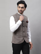 Even Apparels Men's Beige Pure Wool Nehru Jacket | Grocsy