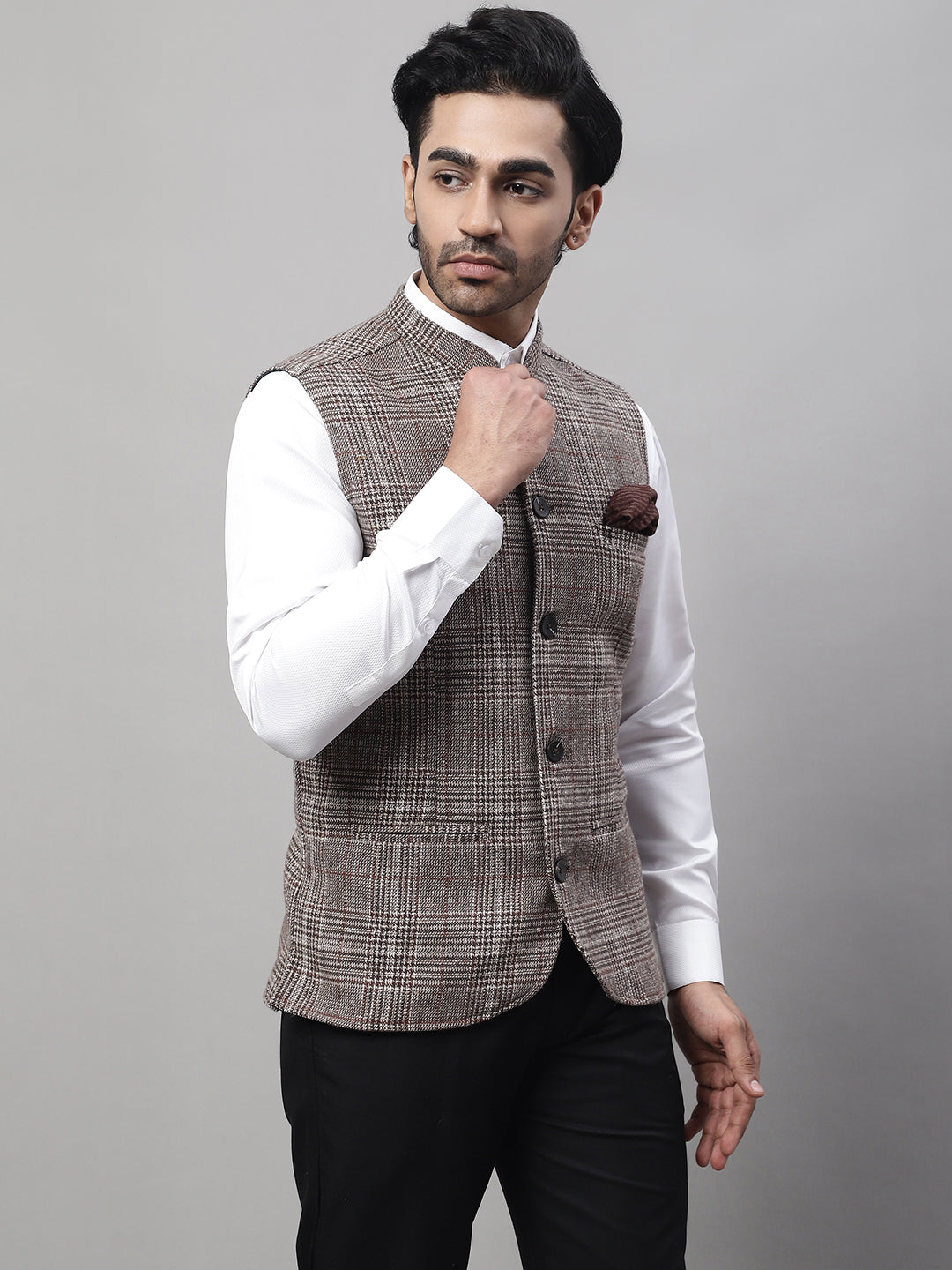 Even Apparels Men's Beige Pure Wool Nehru Jacket | Grocsy