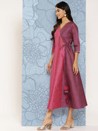 Ahalyaa Colourblocked Printed Wrap Ethnic Dress | Grocsy