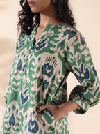 trueBrowns Green Cotton Ikat Relaxed Co-ord Set | Grocsy