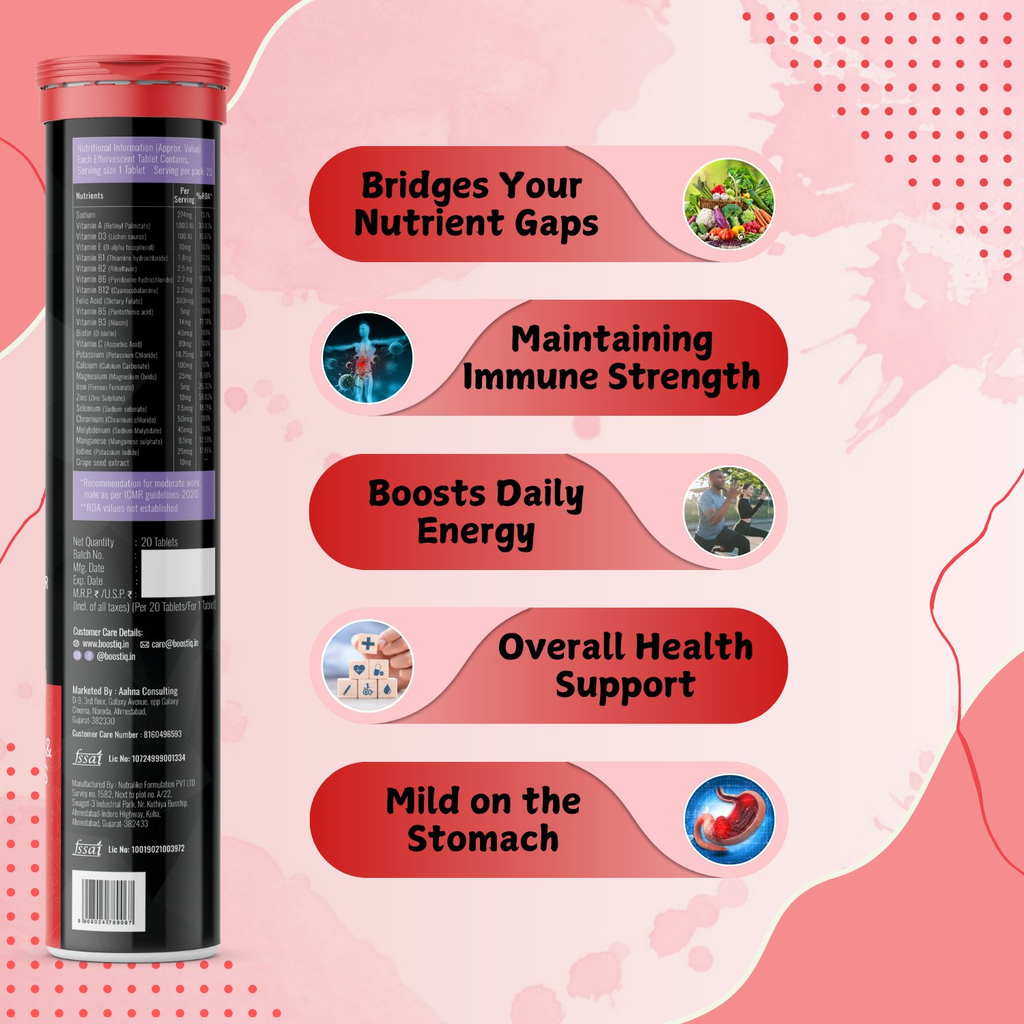 BOOSTIQ Multivitamin EEffervescent Tablets - Watermelon Flavour | Grocsy