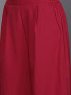 Ahalyaa Women Maroon Floral Empire Kurta with Palazzos | Grocsy