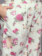 Ahalyaa Plus Size Floral Printed Zari Kurta with Palazzos & With Dupatta | Grocsy