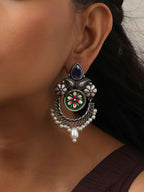 trueBrowns Silver Tone Handpainted Earrings | Grocsy