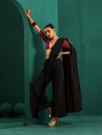 trueBrowns Black Silk Palazzo Stitched Saree | Grocsy