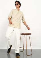 Fabmade Sandline Stripe Linen Kurta | Grocsy