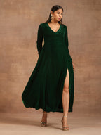 trueBrowns Green Velvet Dress | Grocsy