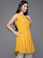 Ahalyaa Boat Neck Printed Embellished Tunic | Grocsy
