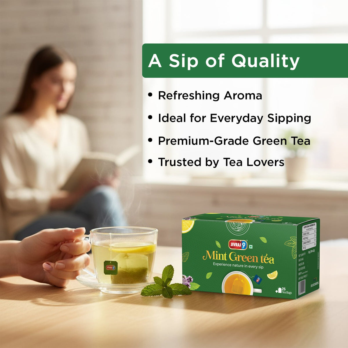 jivraj9 Tea Mint Green Tea | Grocsy