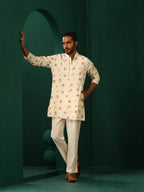 trueBrowns Men's Ivory Multi color Floral Cotton Co-ord Set | Grocsy